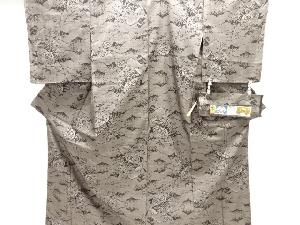 未使用品　家屋風景模様織り出し本場泥大島紬着物(9マルキ)
